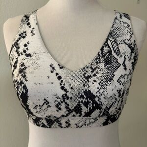 Black and White Snake Print Sports Bra